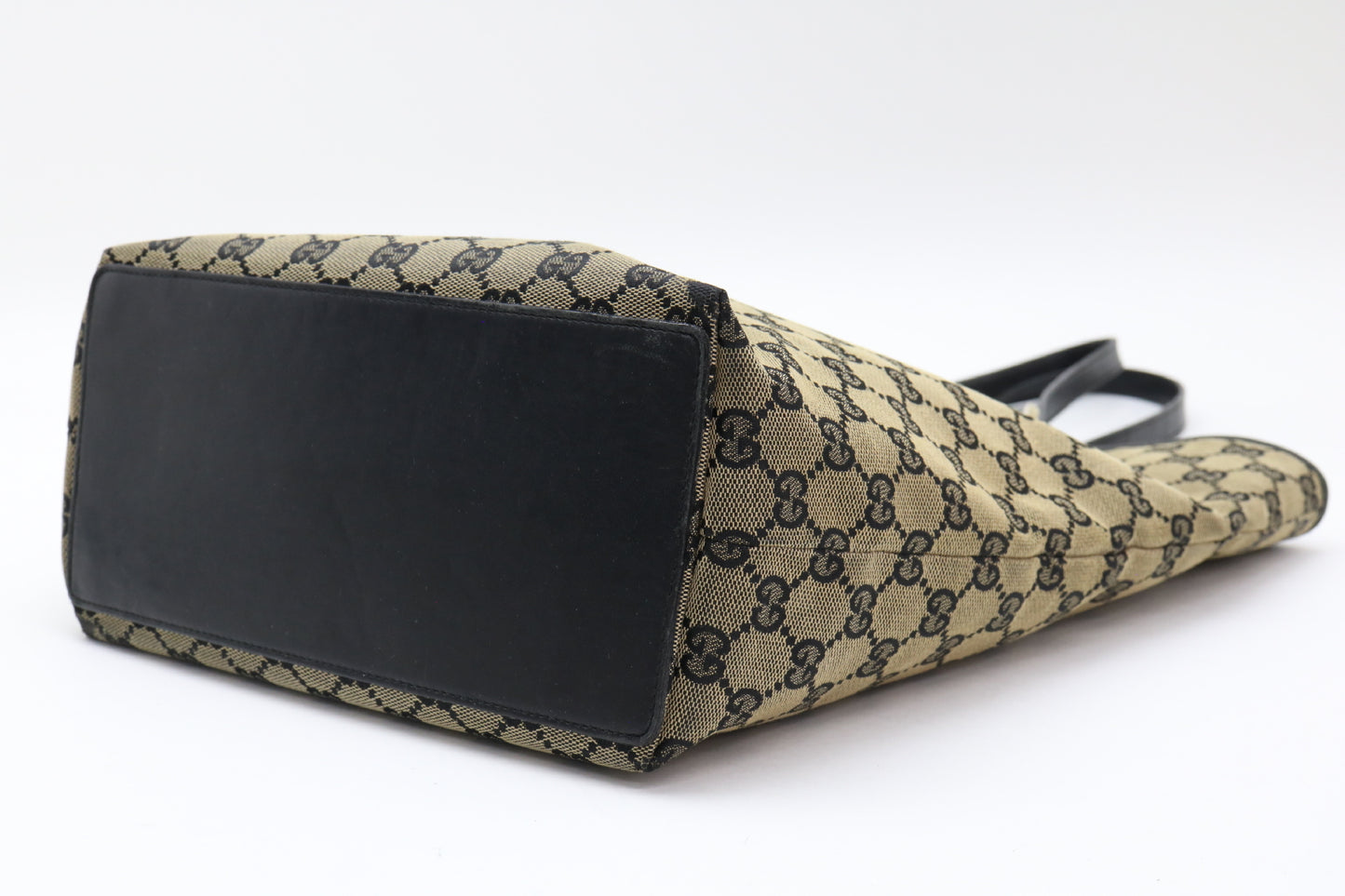 GUCCI GG Canvas Leather Tote Bag