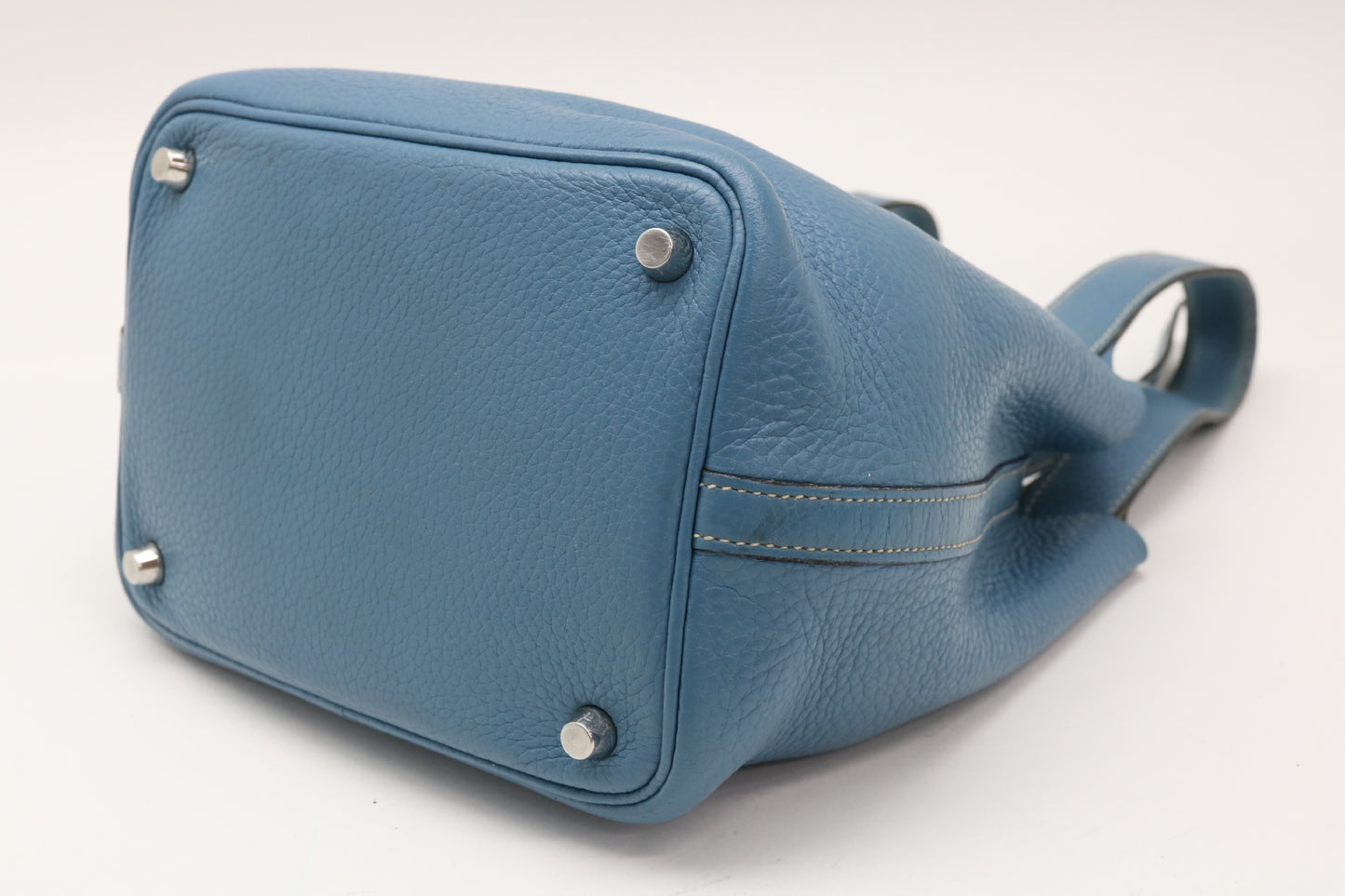 HERMES Picotin Picotin PM Blue Jean Handbag with M Stamp