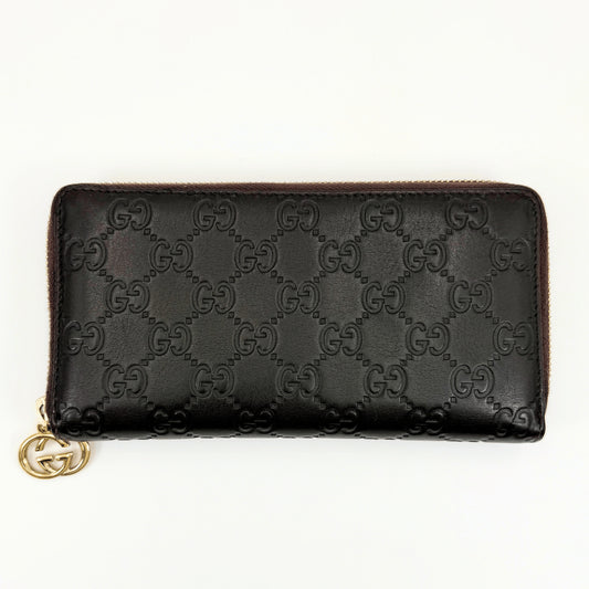 GUCCI Guccissima Leather Zip-Around Long Wallet with Dust Bag and Box