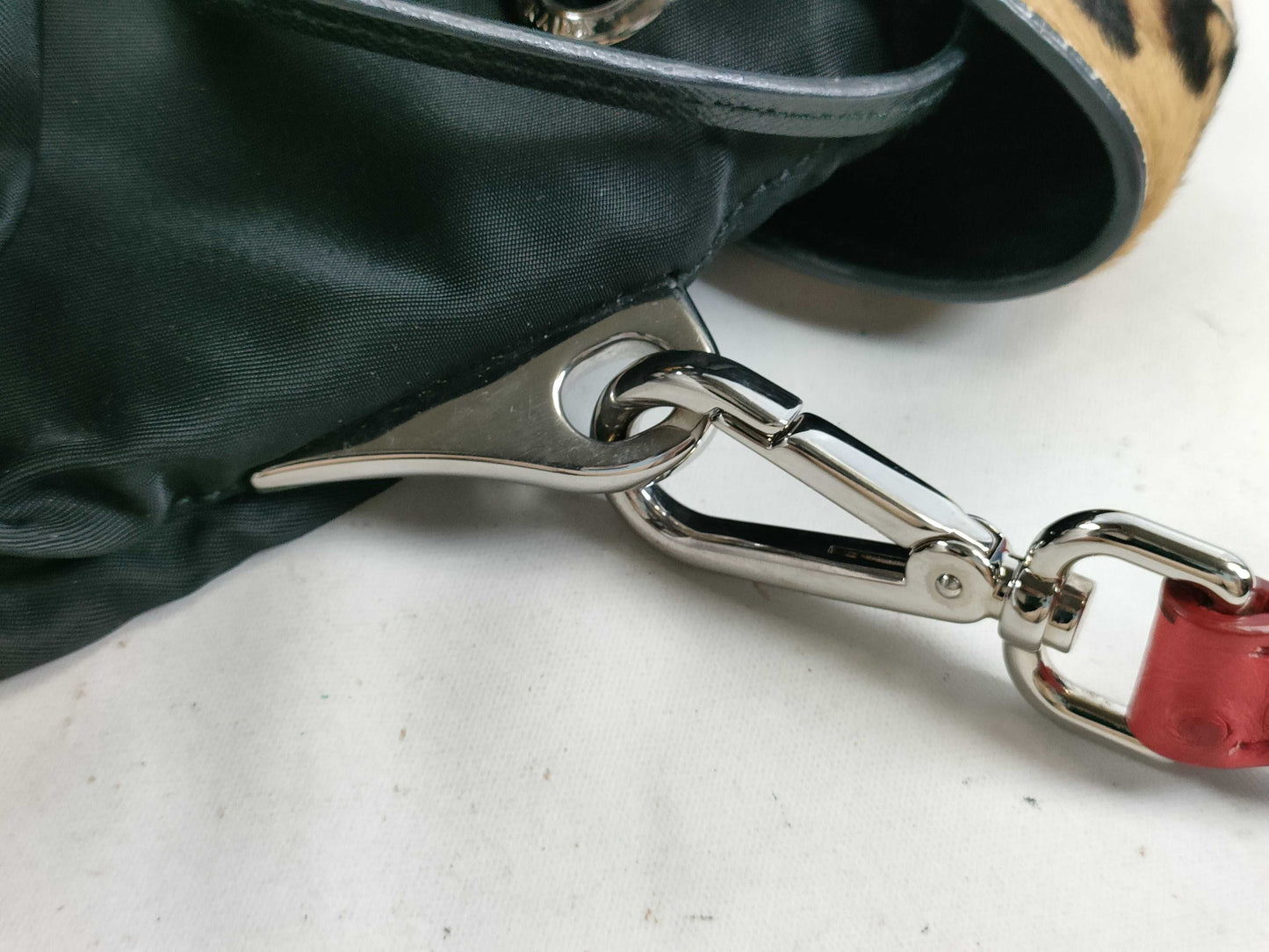 PRADA Nylon Prada Harako x Nylon x Ostrich Shoulder Bag