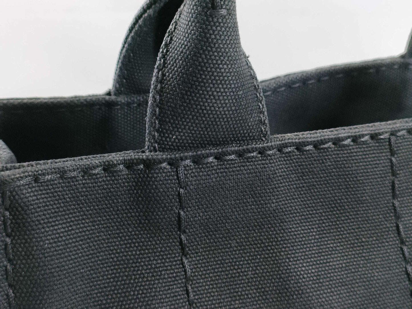 PRADA Canapa Handbag with Shoulder Strap, Black