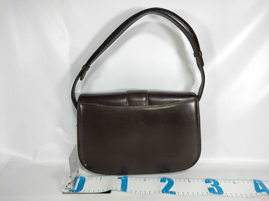 GUCCI Old Gucci Semi-Shoulder Bag with GG Hardware, Vintage Calfskin Leather, Dark Brown Shoulder Bag
