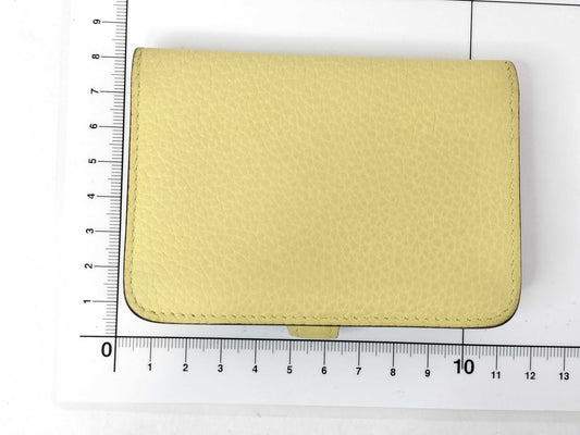 HERMES Dogon Togo Yellow Card Case, Engraved B, Card Case, Pass Case, Business Card Case