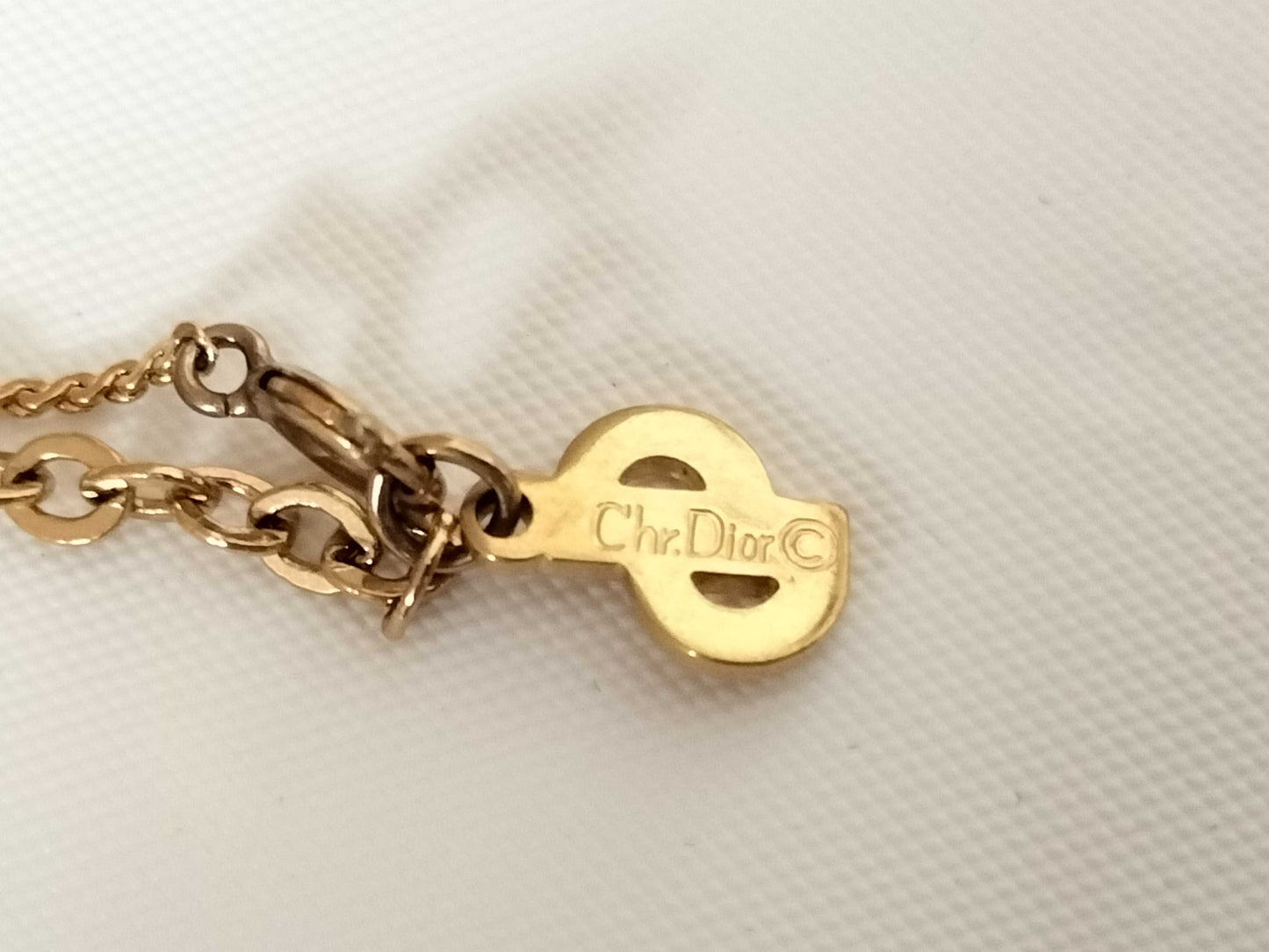 Dior CD logo rhinestone necklace