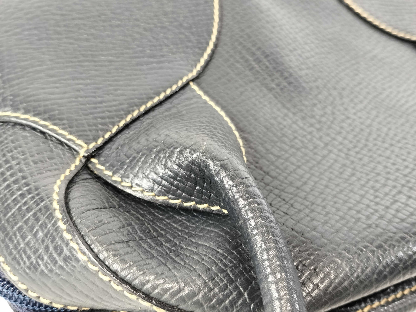 LOEWE Navy Handbag Leather Logo Embossed Handbag