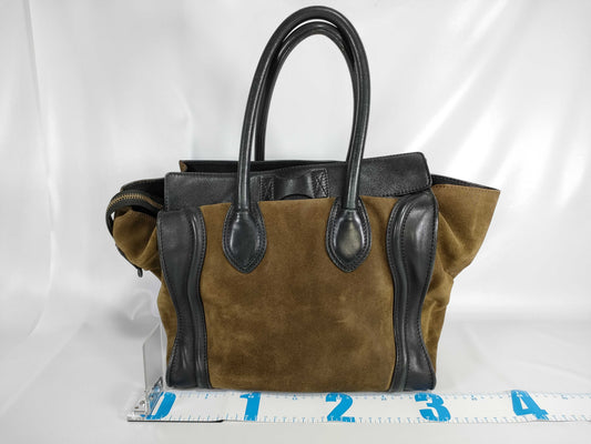 CELINE Luggage Tote Bag Nubuck Handbag