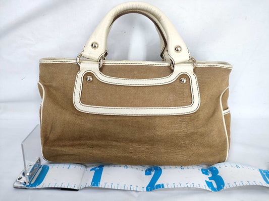 CELINE Boogie Bag Canvas Beige Handbag