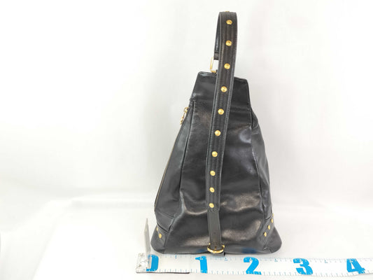 VERSACE Sunburst Black Leather Shoulder Bag