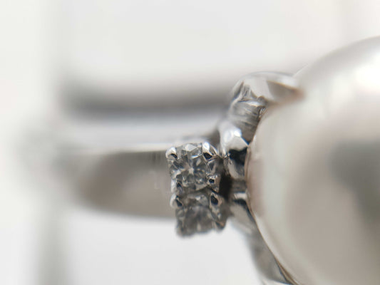 Pearl diameter: approx. 8.6mm, D0.064ct, PT900, 5.2g, Ring