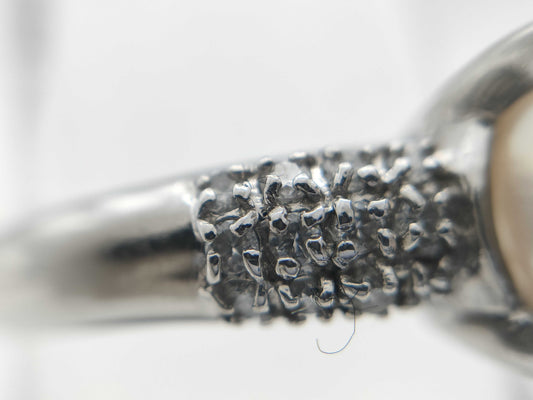 Pearl diameter: approx. 9.2mm, D0.18ct, PT900, 5.7g, Ring