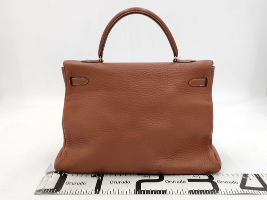 HERMES Kelly 35 Taurillon Clemence 2-Way Bag with "Y" Stamp, Gold Hardware, Handbag