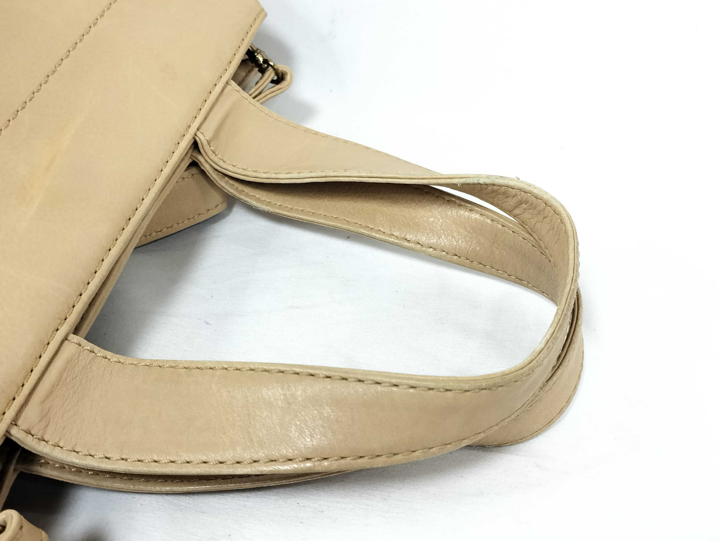 CHANEL Leather Turnlock 2-Way Leather Tote Bag, Beige, Handbag