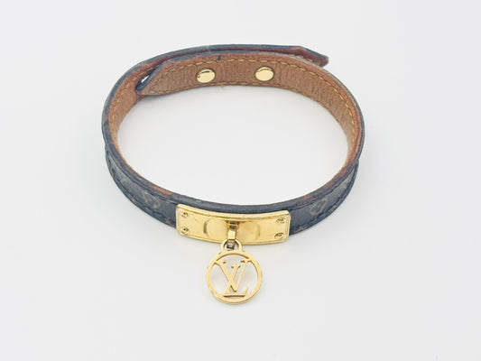LOUIS VUITTON M4150 Logomania Bracelet #17 PVC and Leather Brown Monogram Bracelet/Bangle