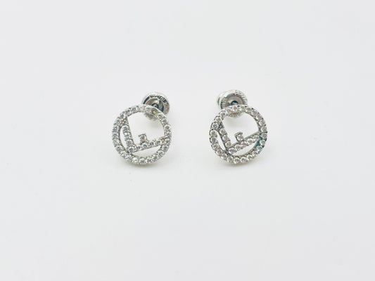 FENDI F is Fendi rhinestone earrings in silver