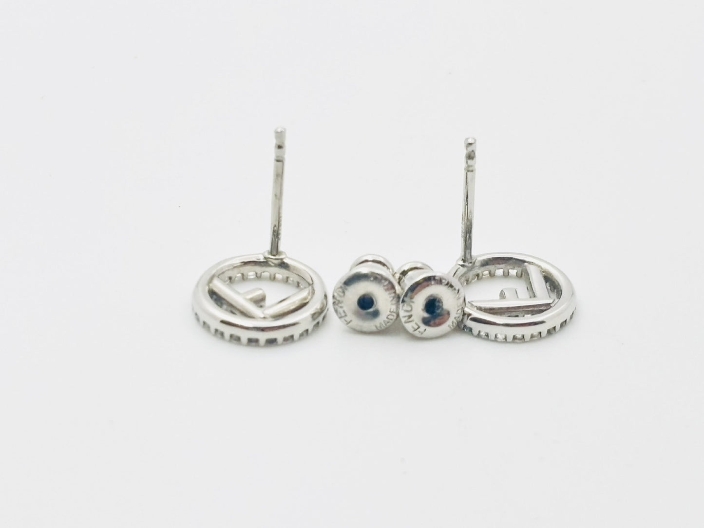 FENDI F is Fendi rhinestone earrings in silver