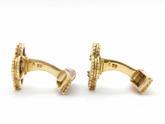 Van Cleef & Arpels Vintage Alhambra Mother-of-Pearl Yellow Gold 18Kt 9.3g Tie Clip/Cufflinks