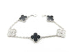 Van Cleef & Arpels Vintage Alhambra 5-Piece Onyx and Diamond Bracelet in WG Au750, 12.5g