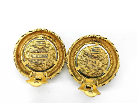 CHANEL Gripoix Color Stone Earrings