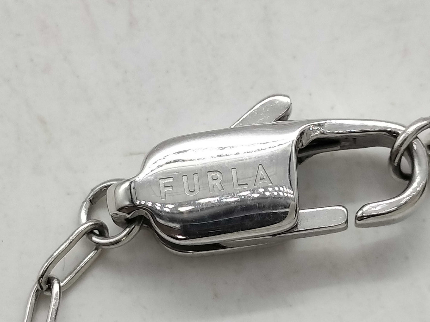 FURLA Faux Pearl Logo Necklace