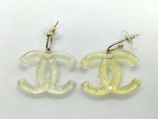 CHANEL Coco Mark Clear Earrings 06P Earrings
