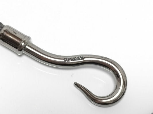 HERMES Silver x Leather Bracelet Jumbo Choker Bracelet/Bangle