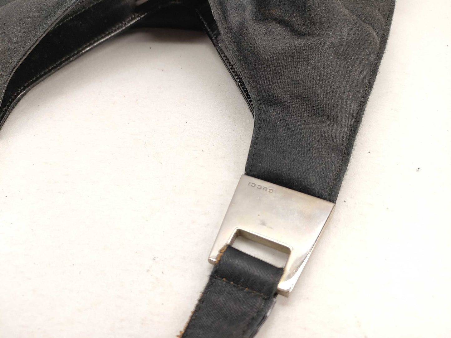 GUCCI 001.1274.3010 Leather and Satin Handbag Black Handbag