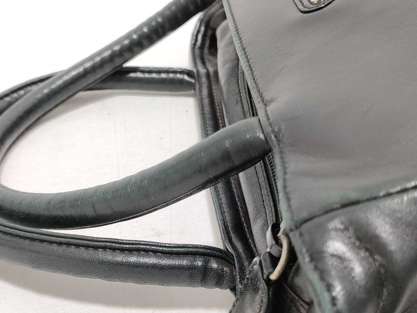 PRADA Prada Handbag All Leather Triangle Logo Black with Warranty Card