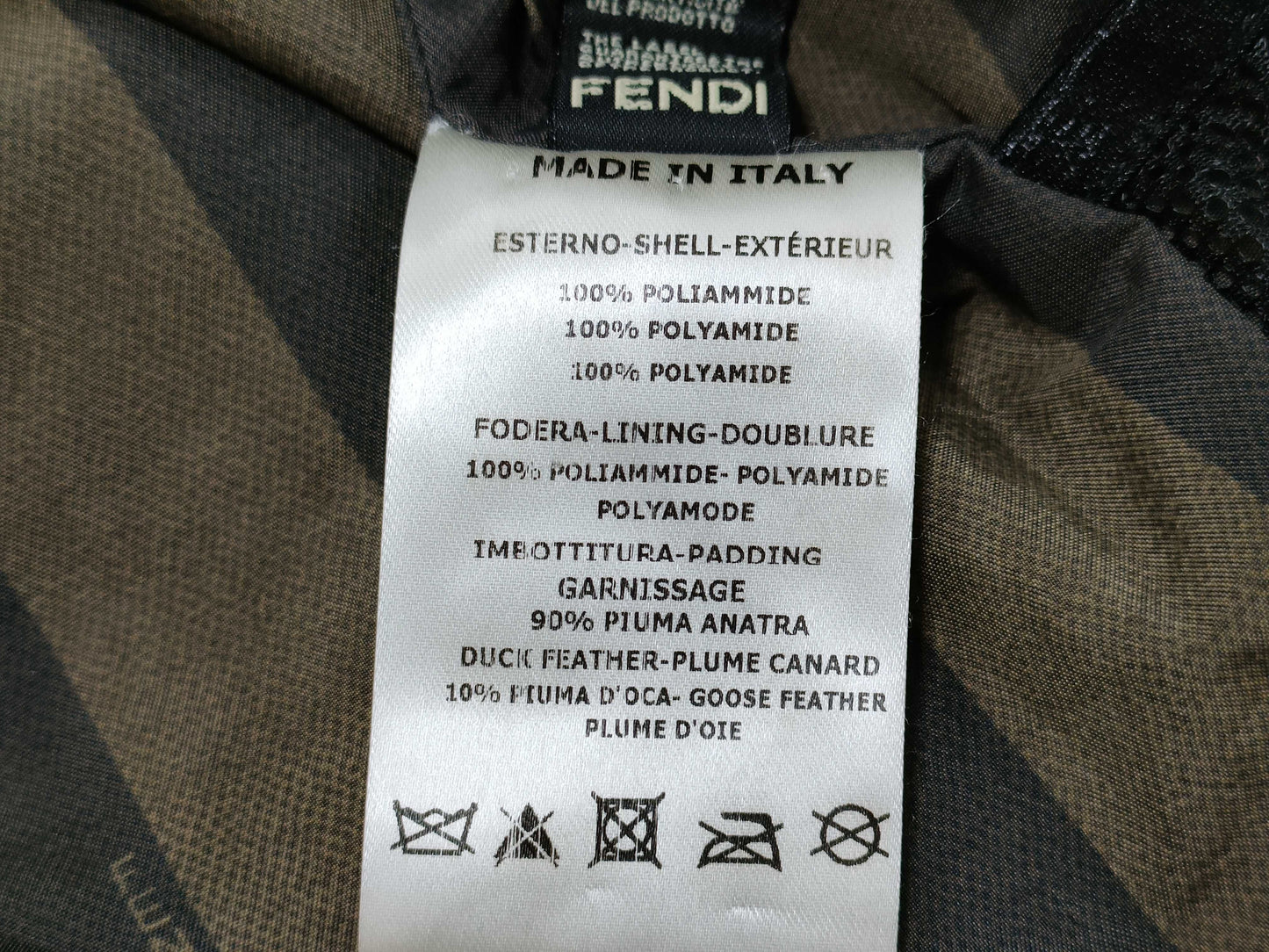 FENDI Striped Hoodie Down Jacket, White, Size 38