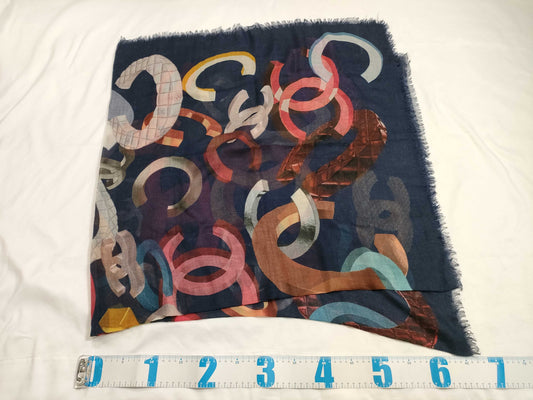 CHANEL Chanel Shawl Coco Mark Navy Other Accessories