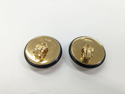 CHANEL Matelasse Chanel Coco Matelasse Black Gold Earrings