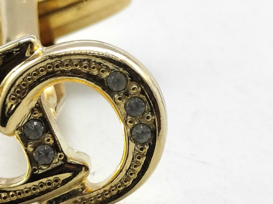 Dior CD logo rhinestone cufflinks tie clip/cufflinks