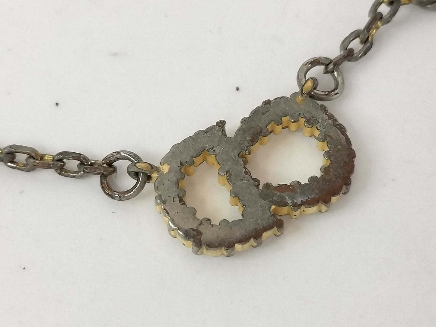 Dior Christian Dior Rhinestone Logo Necklace