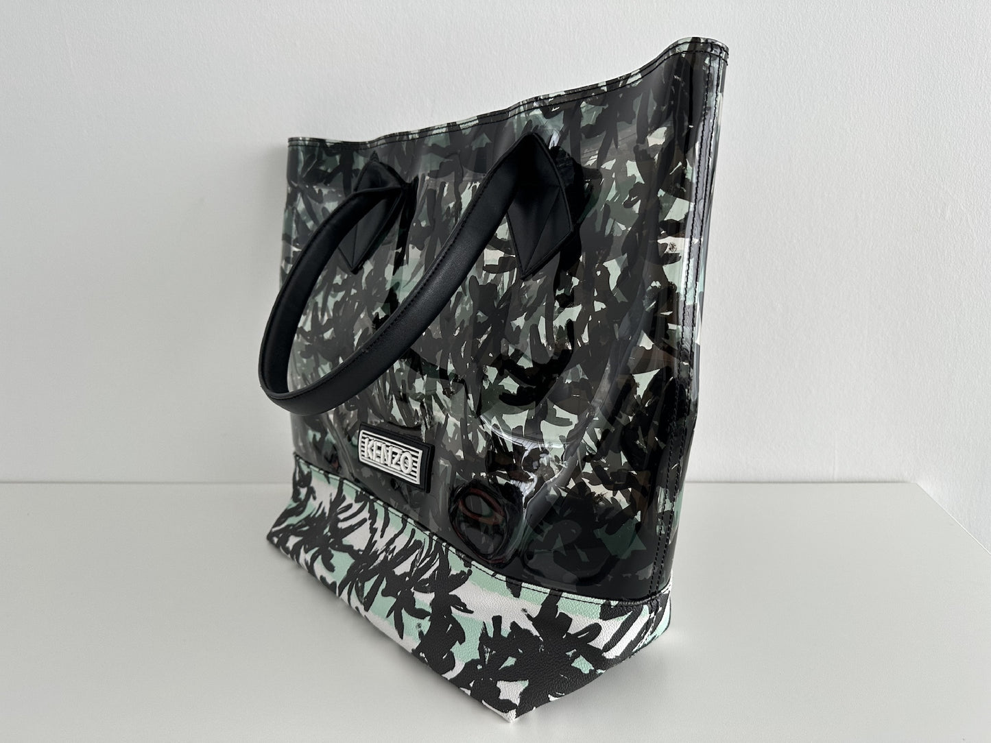 KENZO PALM TREE BEACH BAG Clear Tote Bag with Pouch