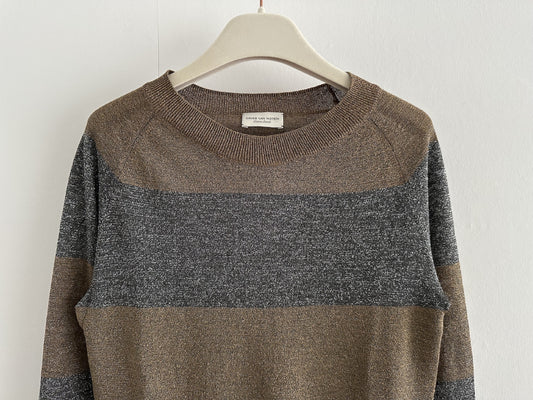 DRIES VAN NOTEN Metallic Striped Knit Top