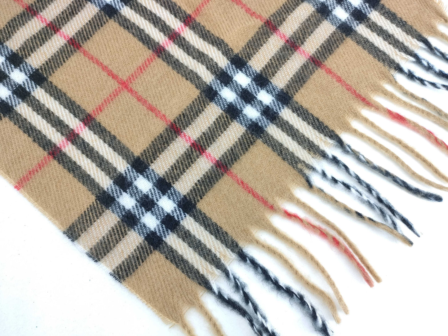 BURBERRY Fringe Scarf, Nova Check, Lambswool, Beige, Other Accessories