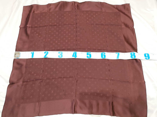 LOUIS VUITTON Monogram Silk Scarf, Bordeaux, with Tag
