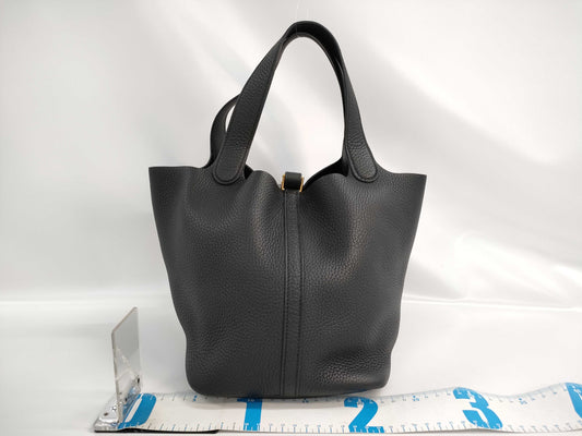 HERMES Picotin Lock 22 Black U-stamped Handbag