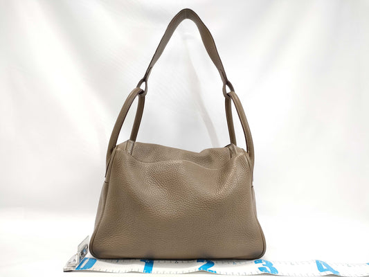 HERMES Lindy 30 Etoupe Taurillon X Stamped Handbag