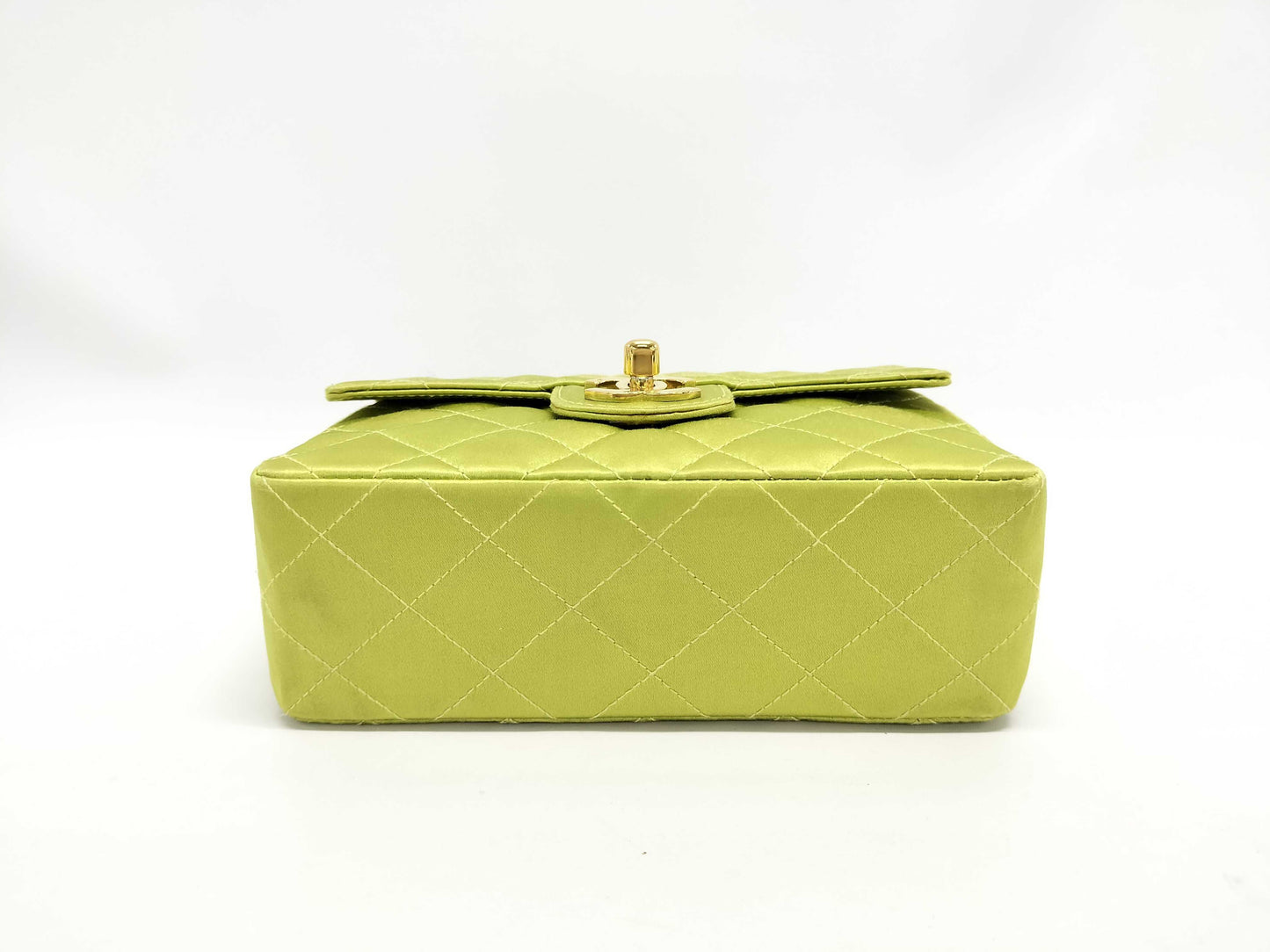 CHANEL Mini Matelasse Satin Chain Shoulder Bag in Light Green