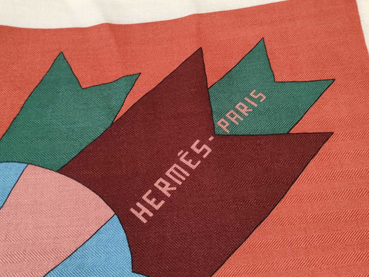 HERMES Carre Jean Carre 140 Cashmere Silk Horse Print Scarf