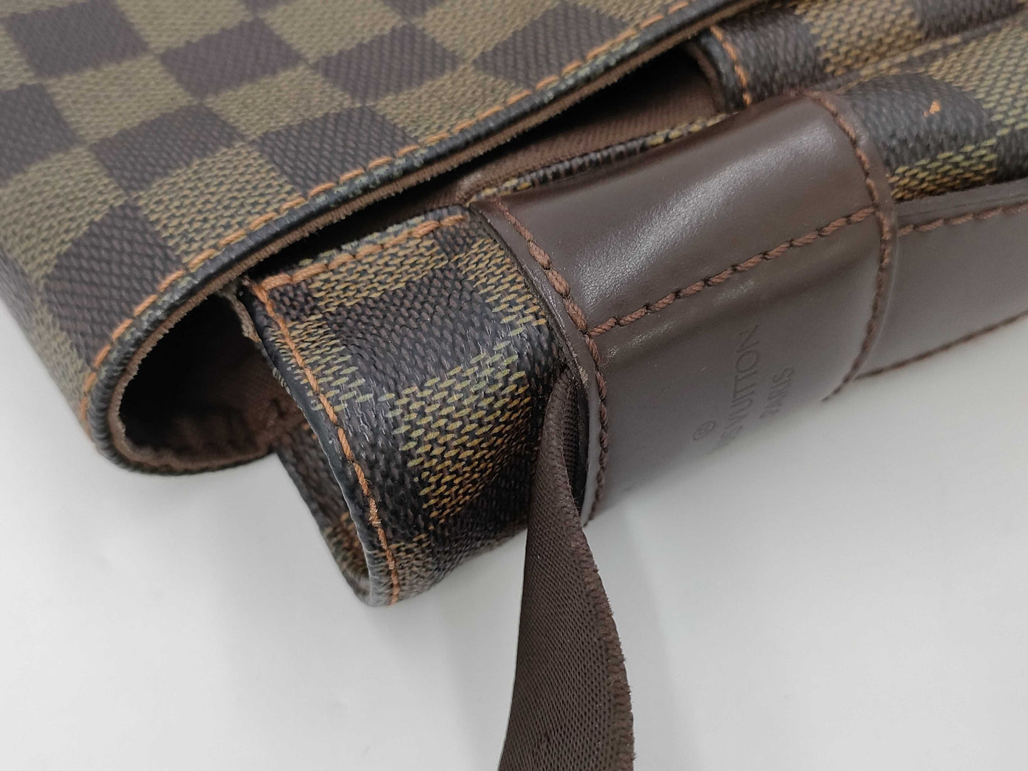 LOUIS VUITTON Damier Ebene Brown Flap Bag with Divider Shoulder Bag