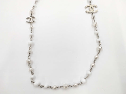 CHANEL Coco Mark Costume Pearl Long Necklace