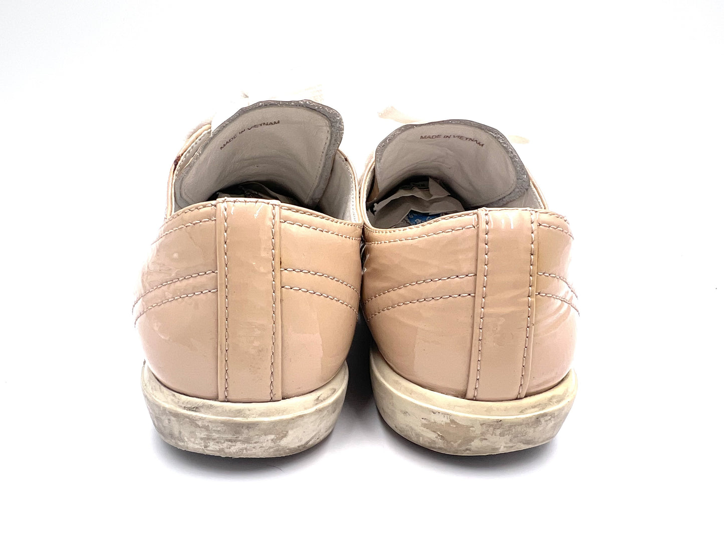 PRADA 3E 5534 Patent Leather Beige Sneakers Size 35 1/2