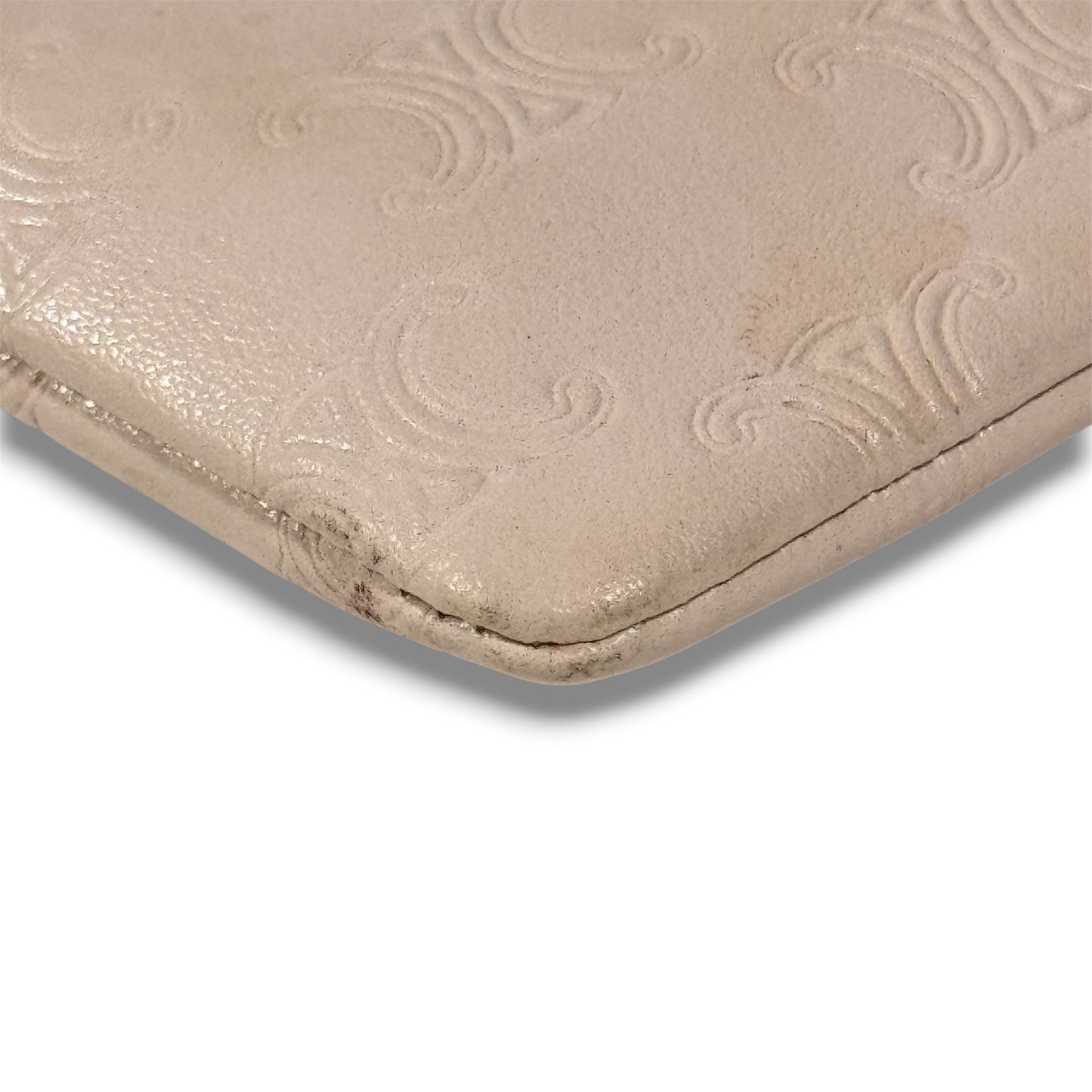 CELINE Smooth Calfskin Triomphe Embossed Coin and Card Pouch Smooth Calfskin Triomphe Embossed Coin and Card Holder with Key Hook W Coin Case