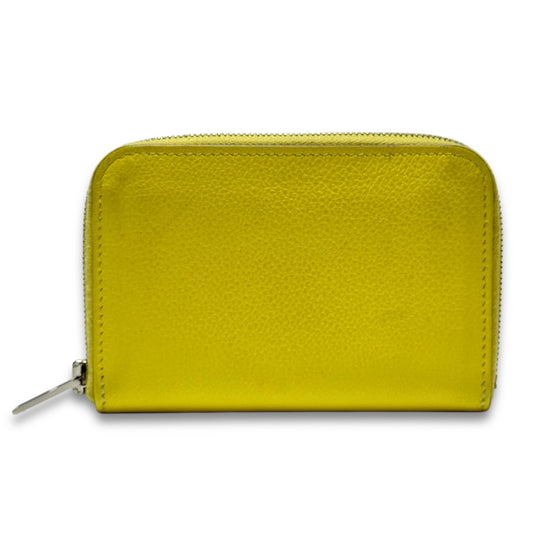 HERMES Zip Ango H Evercolor Jaune Citron U Stamp 22 Years Old Card Case Wallet W11cm x H7.5cm x D1.5cm Coin Case
