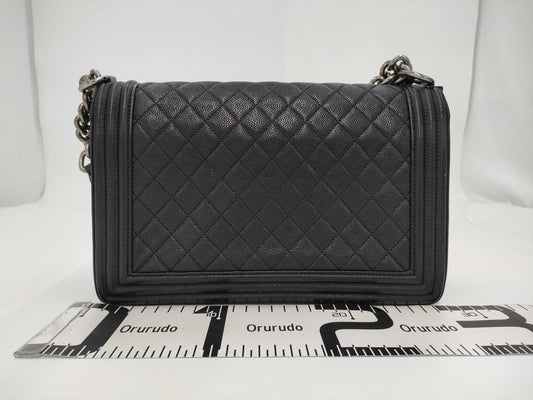 CHANEL Boy Chanel Caviar Leather Chain Shoulder Bag, Black, No. 23