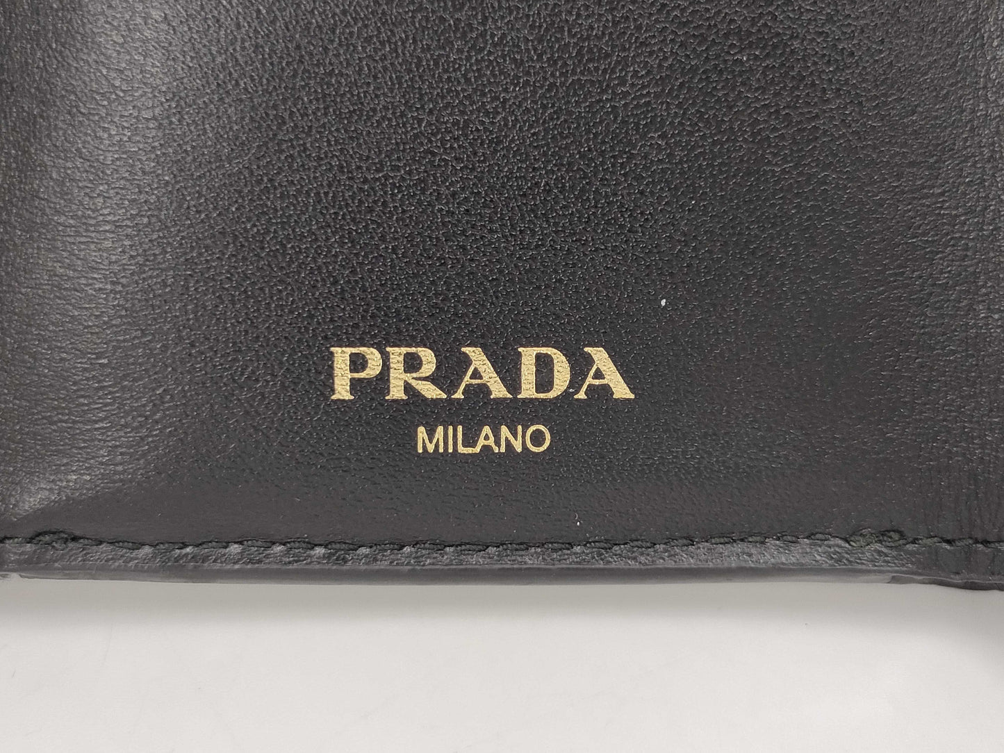 PRADA 1MH021 Leather Trifold Wallet with Triangular Plate, Black, Guarantee and Box Included