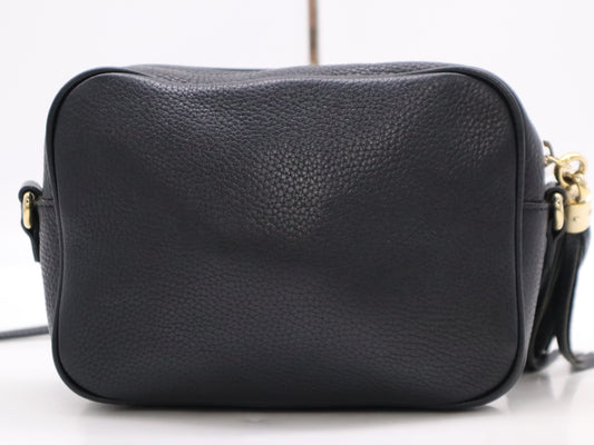 GUCCI 308364 Leather Soho Fringe Interlocking G Shoulder Bag Black