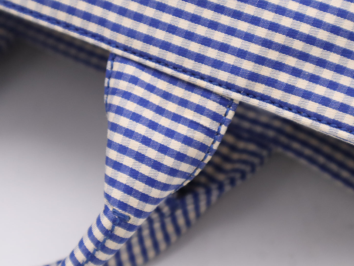 PRADA Leather Gingham Check Canapa Medium Blue Tote Bag with GD Hardware, Shoulder Strap and Card Included
