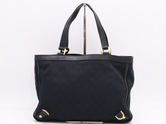 GUCCI Canvas Abbey GG Canvas Tote Bag Black GD Hardware Tote Bag